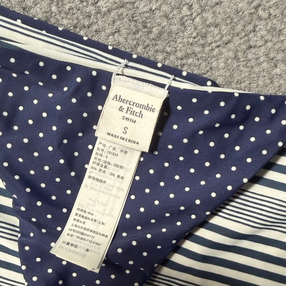 Abercrombie & Fitch Navy Polka Dot & Stripe Reversible Tie-Side Bikini - Picture 3 of 6